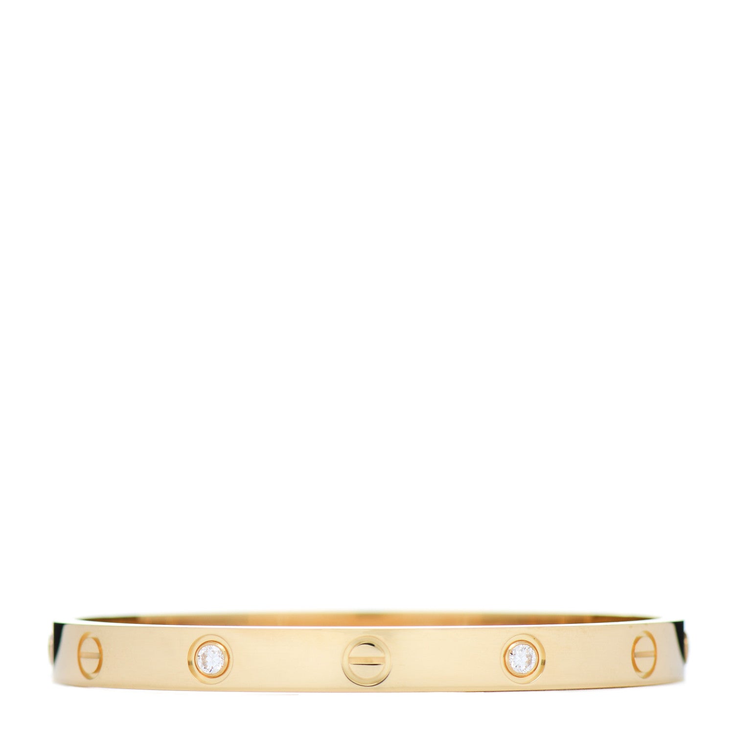 Cartier 18K Yellow Gold 4 Diamond LOVE Bracelet 17 1 of 5