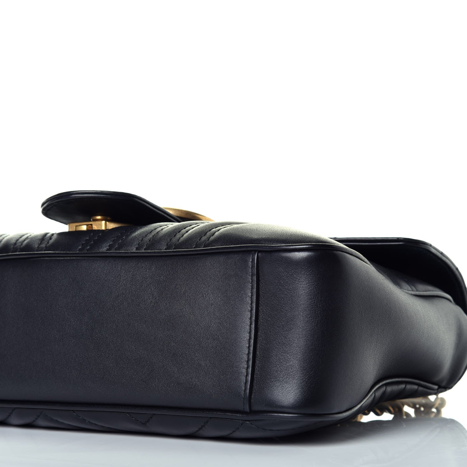 Gucci Calfskin Matelasse Medium GG Marmont Shoulder Bag Black 9 of 9