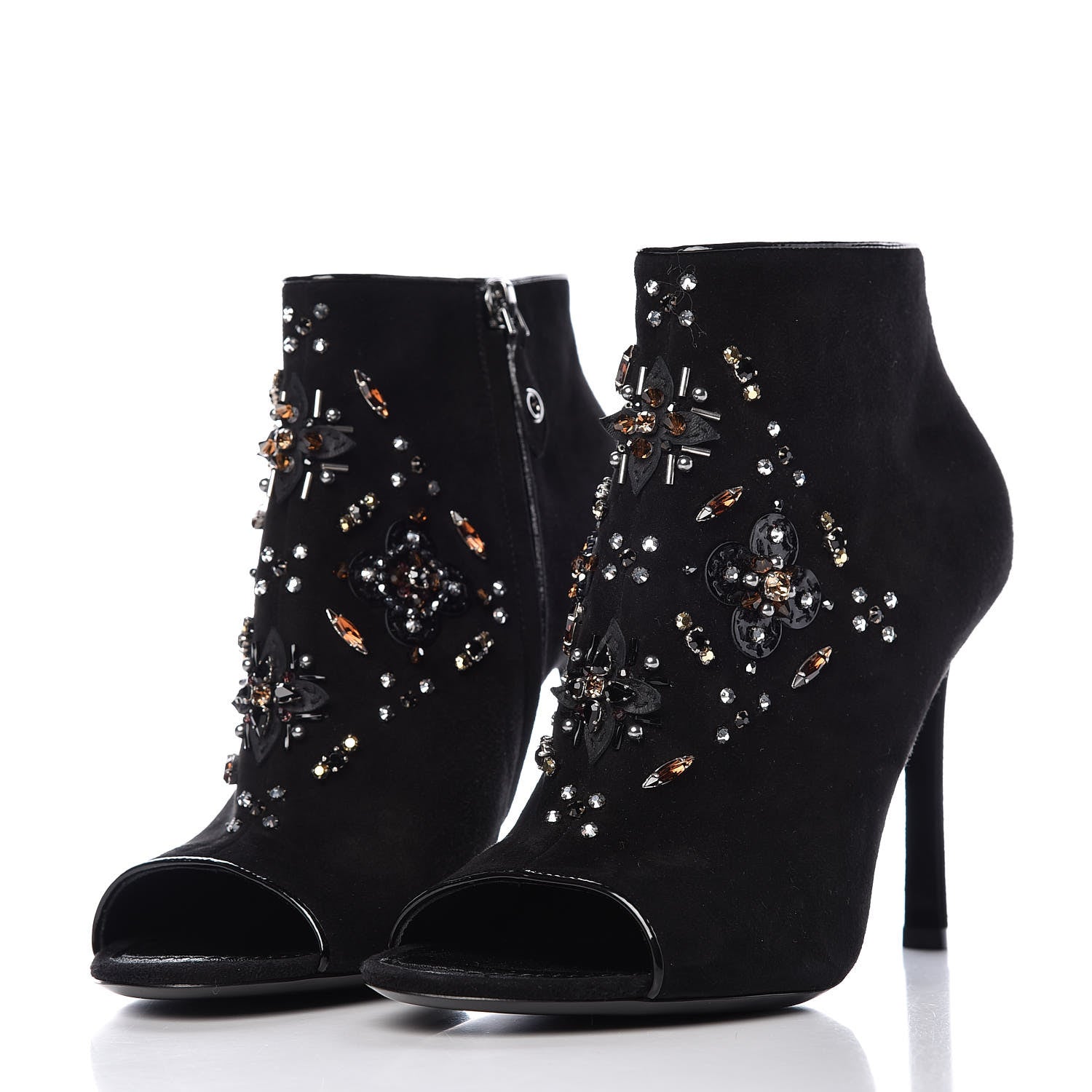 Louis Vuitton Suede Dark Muse Peep Toe Ankle Boots 41 Black 3 of 12