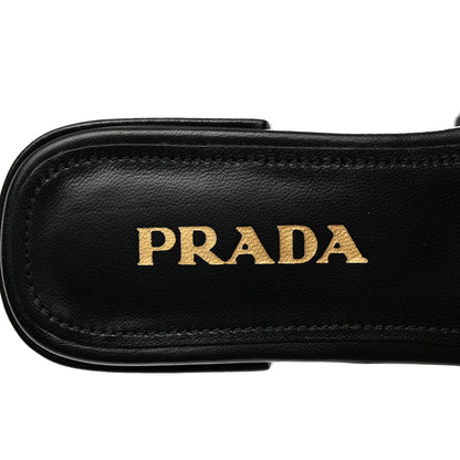 Prada Nappa Logo Quilted 10mm Slide Sandals 37 Black 6 of 7
