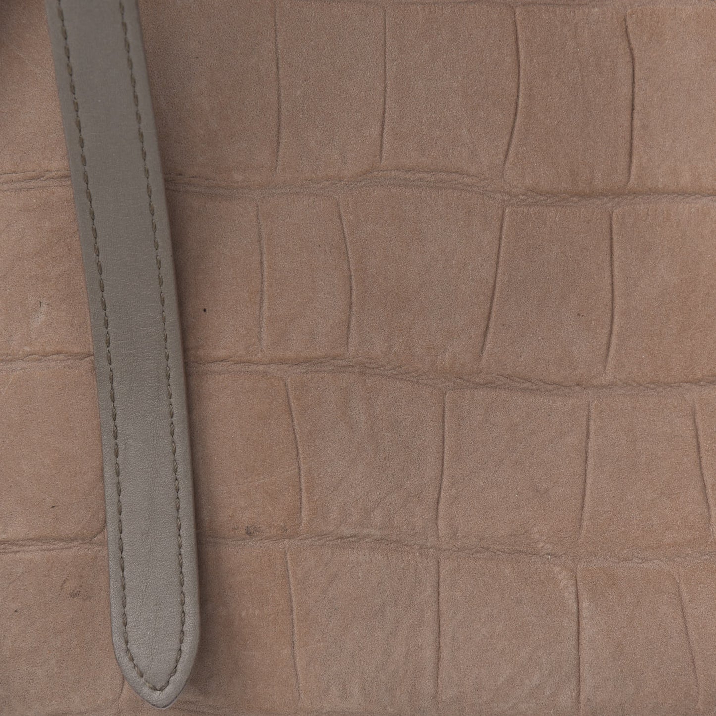 Crocodile Embossed Nubuck Small Belt Cabas Phantom Beige