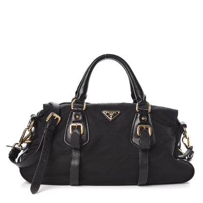 Prada Tessuto Nylon Calfskin Shopping Satchel Black 1 of 9