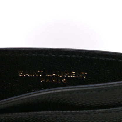 Saint Laurent Grain De Poudre Matelasse Chevron Monogram Credit Card Case Black 5 of 9