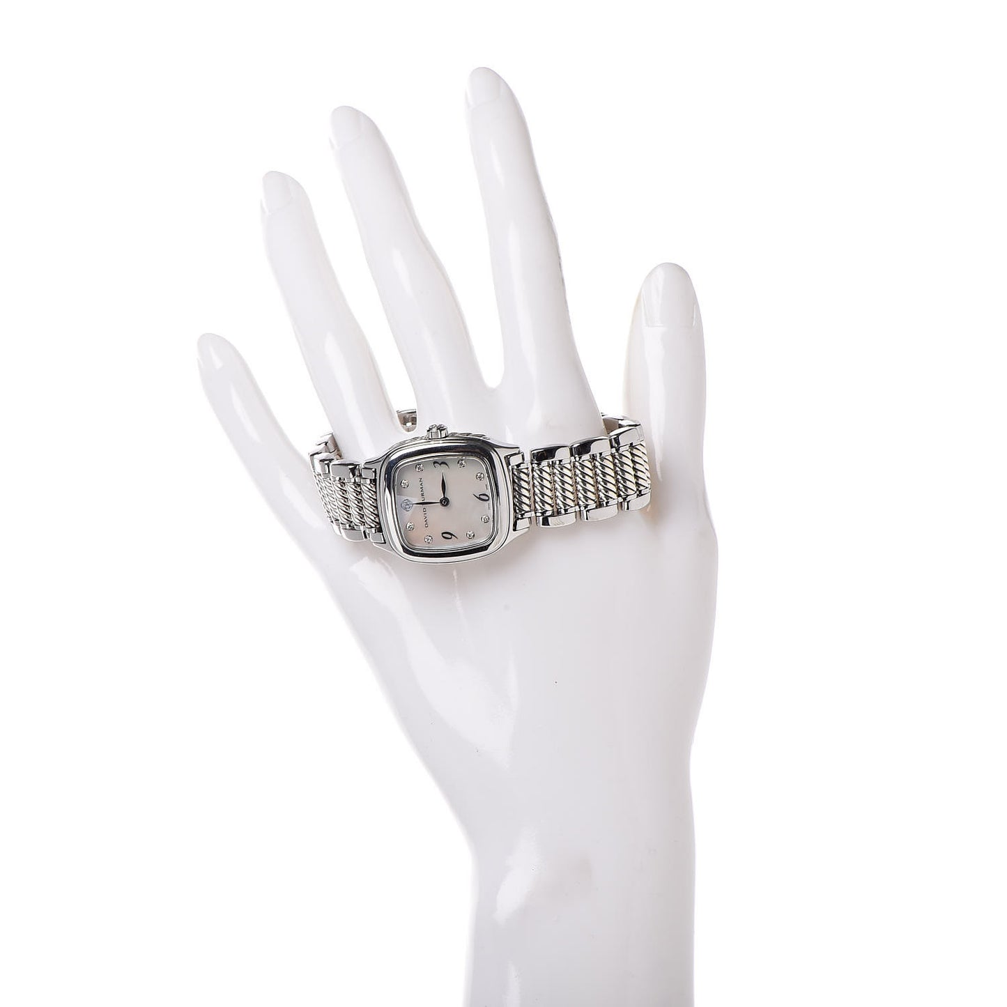 Stainless Steel Sterling Silver Diamond Pink Mother of Pearl 25mm Thoroughbred Quartz Watch