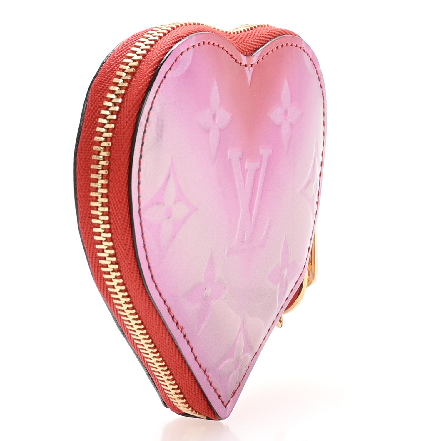 Louis Vuitton Vernis Heart Coin Purse Pink Red 3 of 8