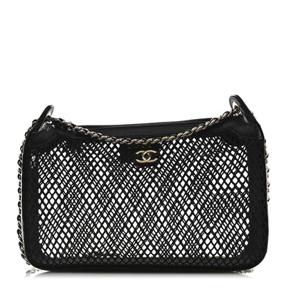 Chanel Mesh Shiny Lambskin Clutch With Chain Black 1 of 11