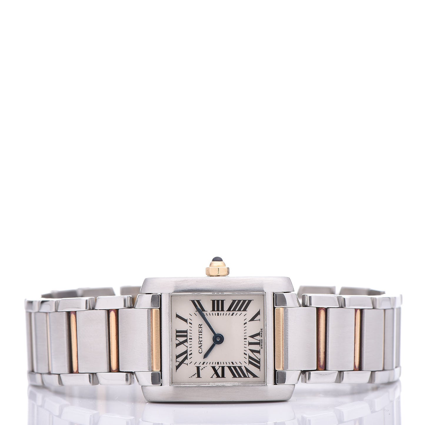 Stainless Steel 18K Yellow Gold 20mm Tank Francaise Quartz Watch