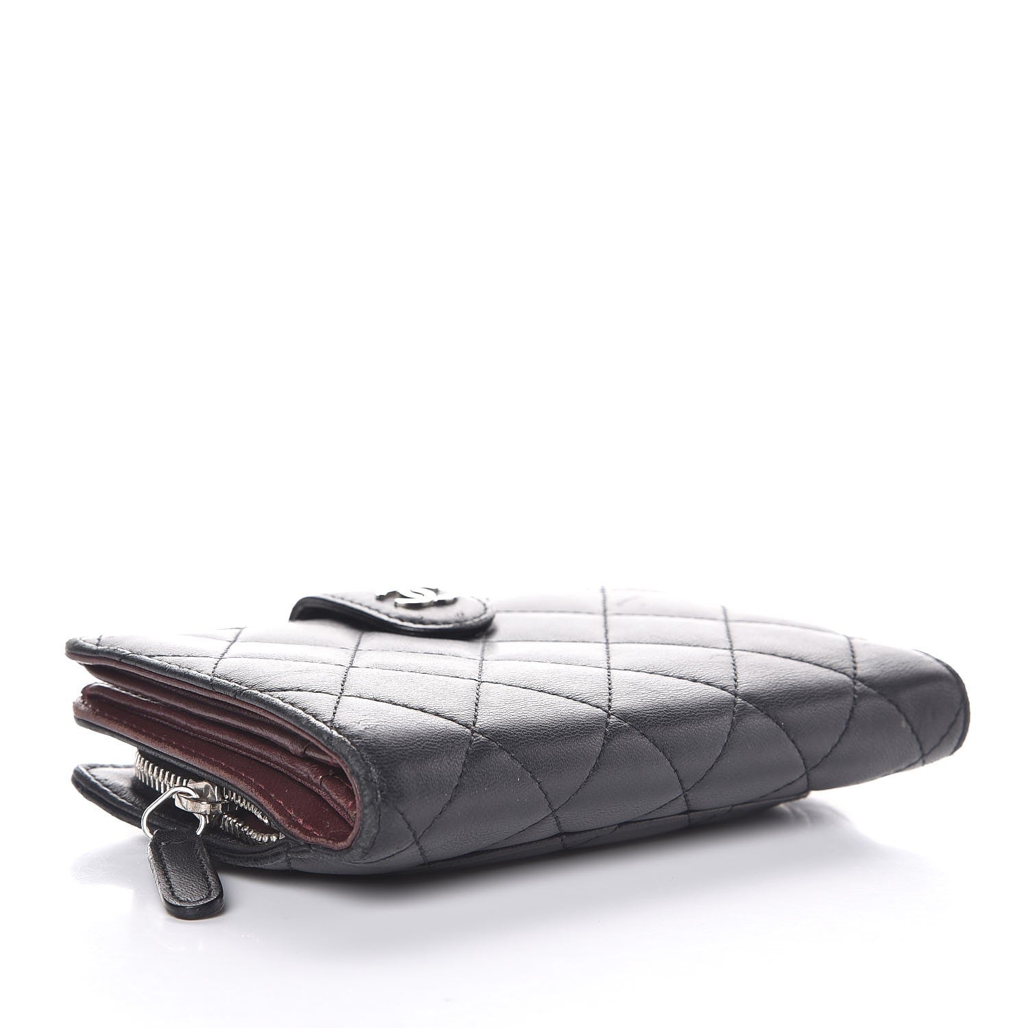 Chanel Lambskin Quilted Zipped Pocket Wallet Black 4 of 8