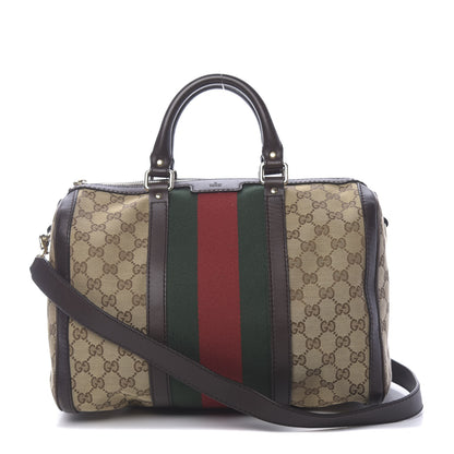 Gucci Monogram Vintage Web Medium Boston Dark Brown 1 of 13