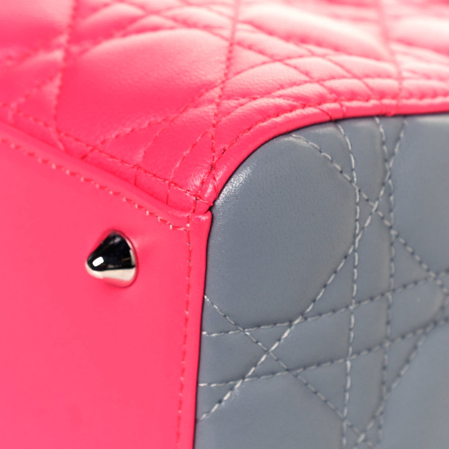 Lambskin Cannage Medium Tri-Color Lady Dior Fuchsia