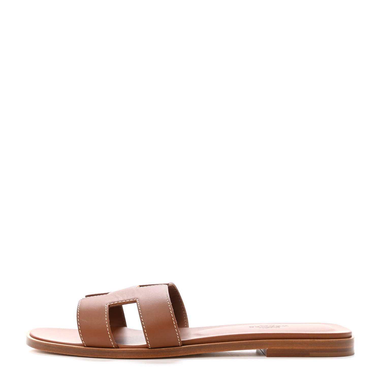 Hermes Box Calfskin Oran Sandals 38 Gold 1 of 4