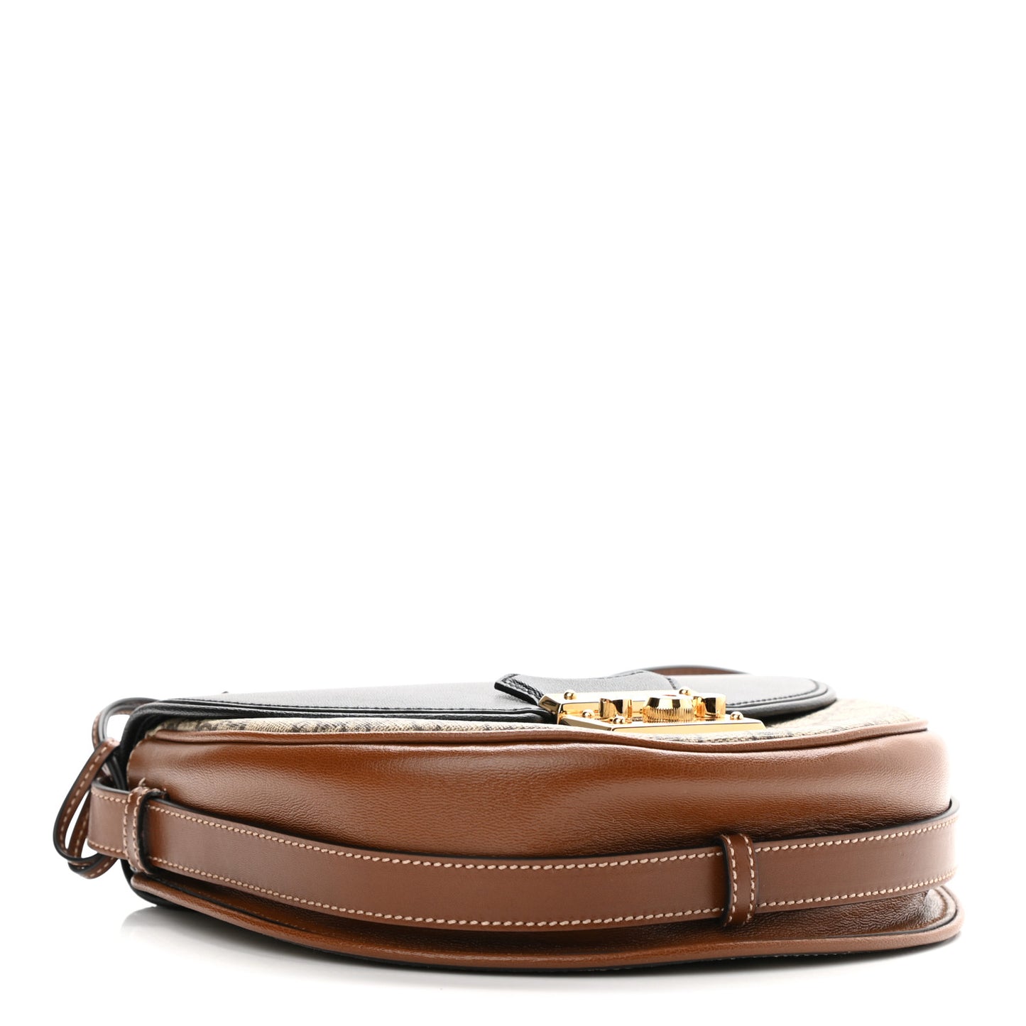 GG Supreme Monogram Calfskin Small Padlock Messenger Shoulder Bag Beige Black Cuir