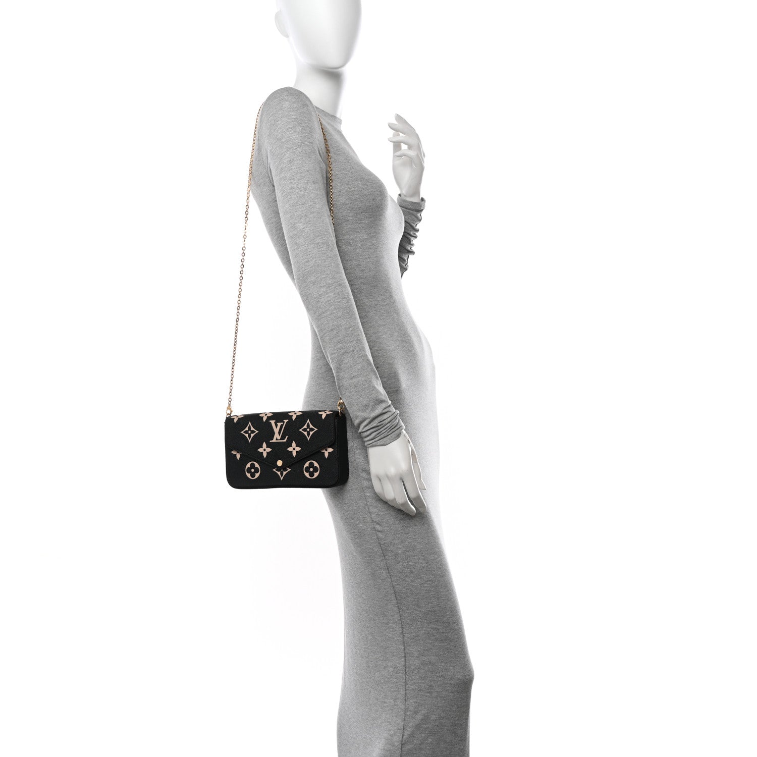 Louis Vuitton Empreinte Monogram Giant Felicie Pochette Black Beige 2 of 10