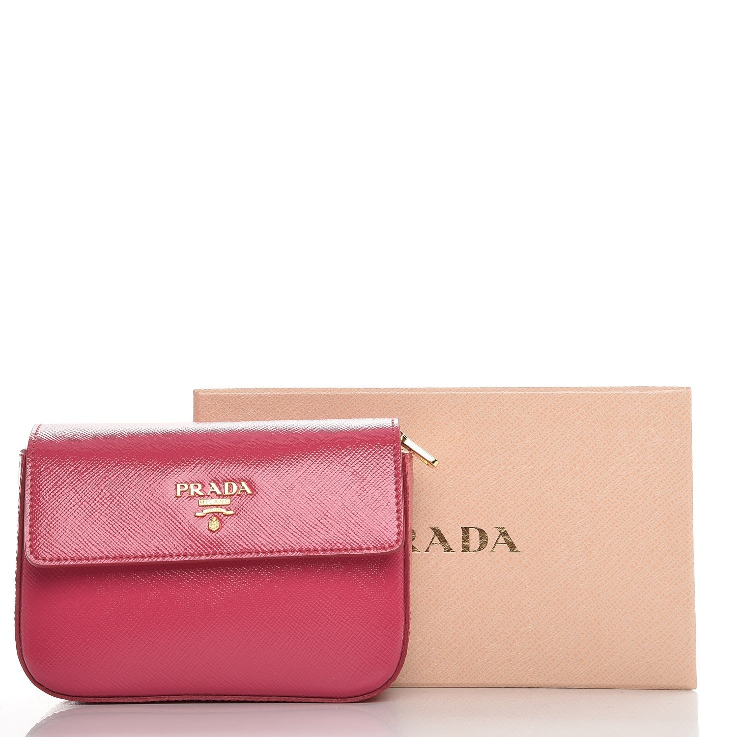 Prada Saffiano Vernice Box Clutch Peonia 8 of 8