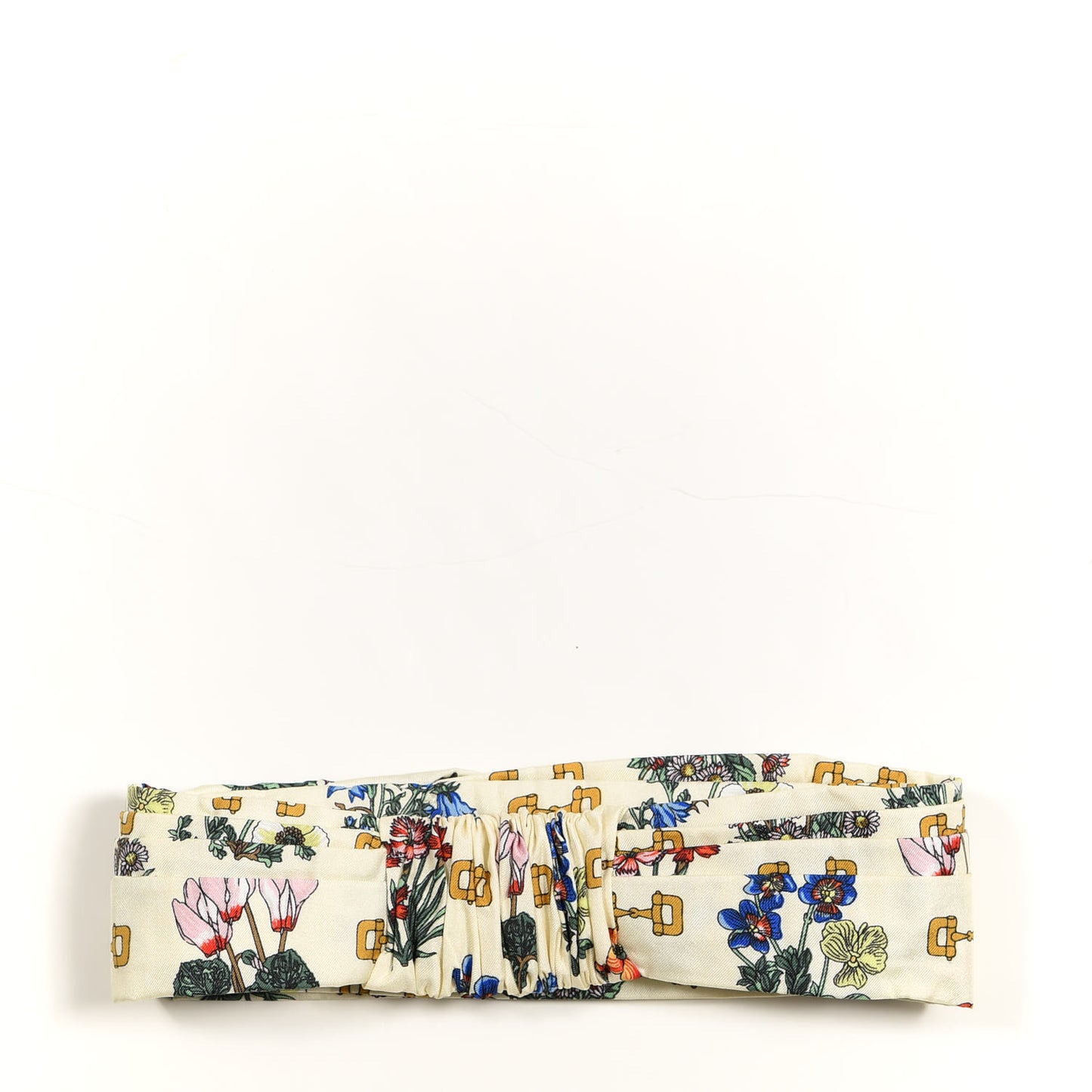 Silk Floral Stirrup Print Headband M Natural