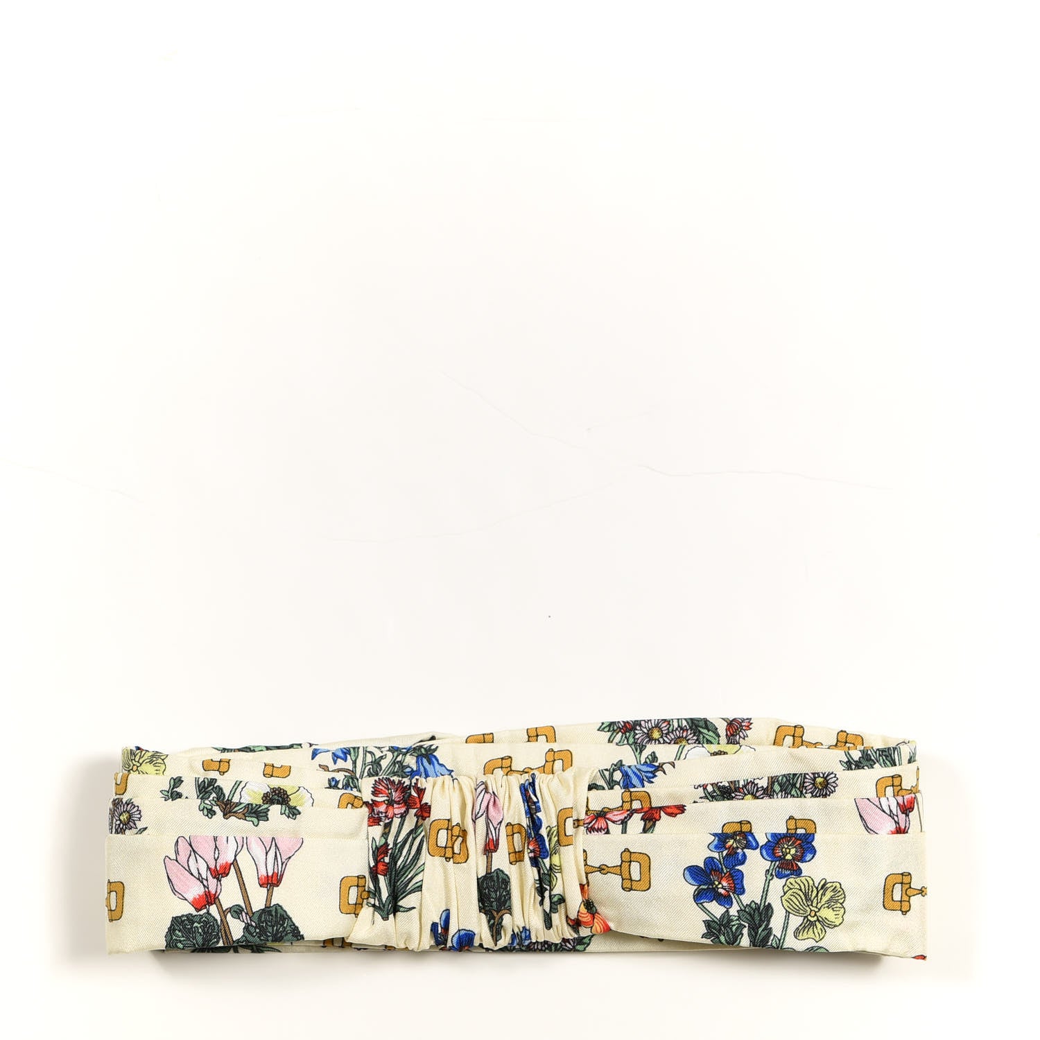 Gucci Silk Floral Stirrup Print Headband M Natural 2 of 3