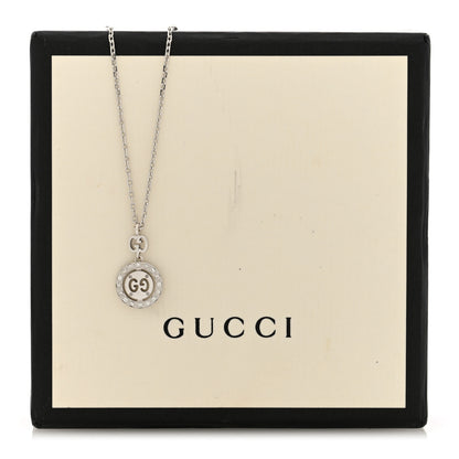 Gucci 18K White Gold Diamond 10mm Icon Twirl Pendant Necklace 5 of 5