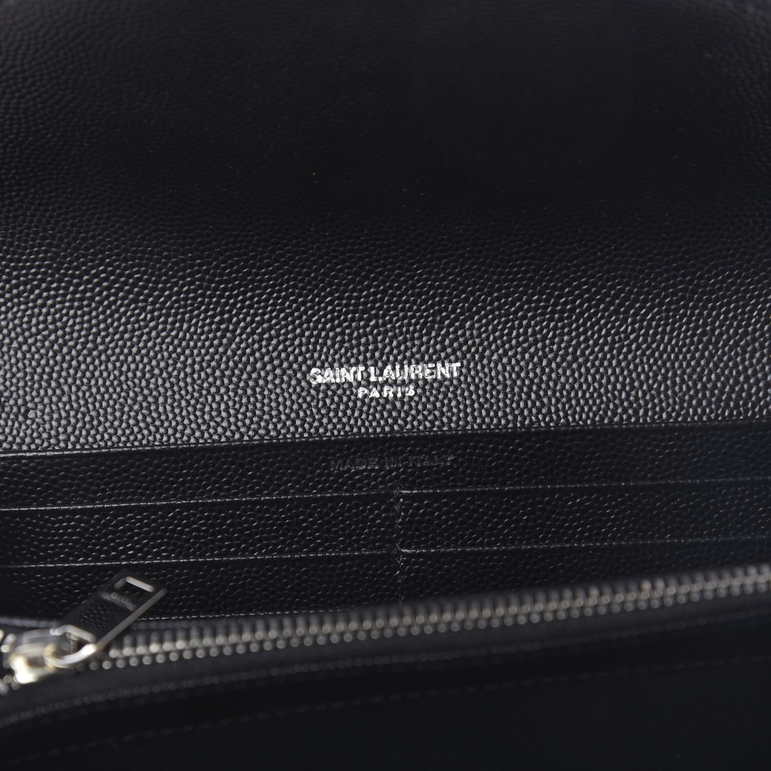 Saint Laurent Grain De Poudre Matelasse Chevron Monogram Flap Wallet Black 8 of 10