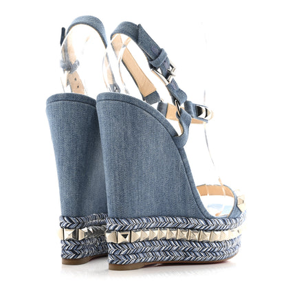 Christian Louboutin Denim Cataclou 120 Wedge Sandals 39 Blue 5 of 10