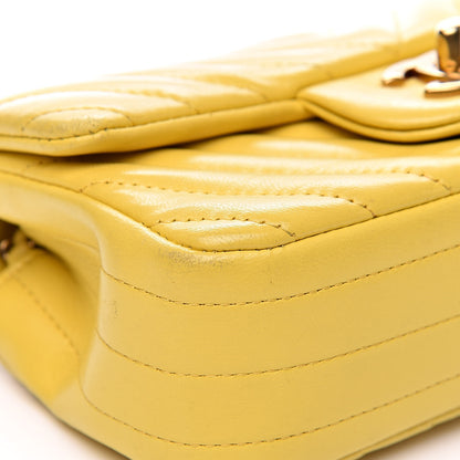 Chanel Lambskin Chevron Quilted Extra Mini Rectangular Flap Yellow 14 of 18