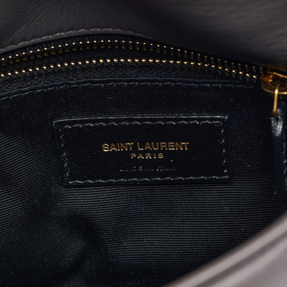 Saint Laurent Lambskin Quilted Toy Loulou Puffer Monogram Chain Satchel Fog 6 of 8