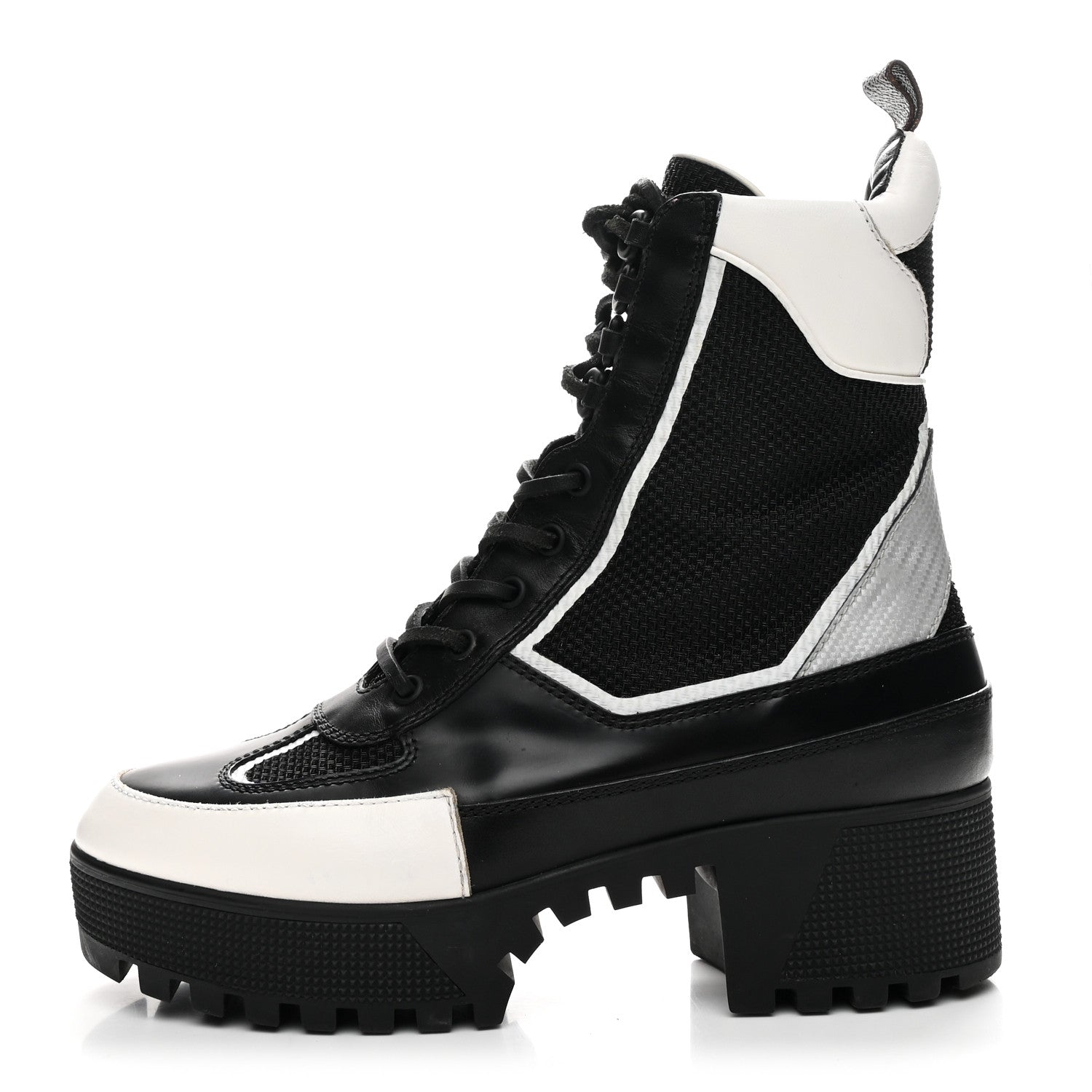 Louis Vuitton Calfskin Technical Nylon Laureate Platform Desert Boot 39 Black White 1 of 9