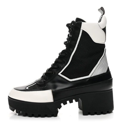 Louis Vuitton Calfskin Technical Nylon Laureate Platform Desert Boot 39 Black White 1 of 9