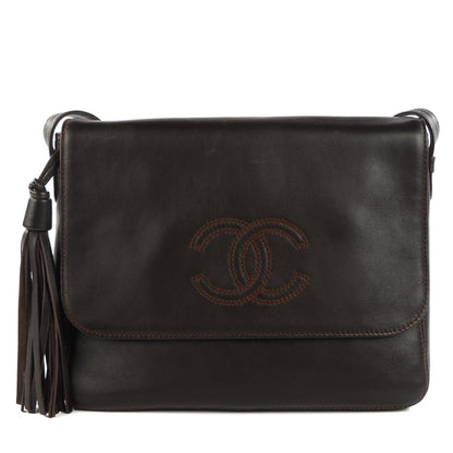 Chanel Lambskin CC Tassel Shoulder Flap Bag Brown 1 of 7