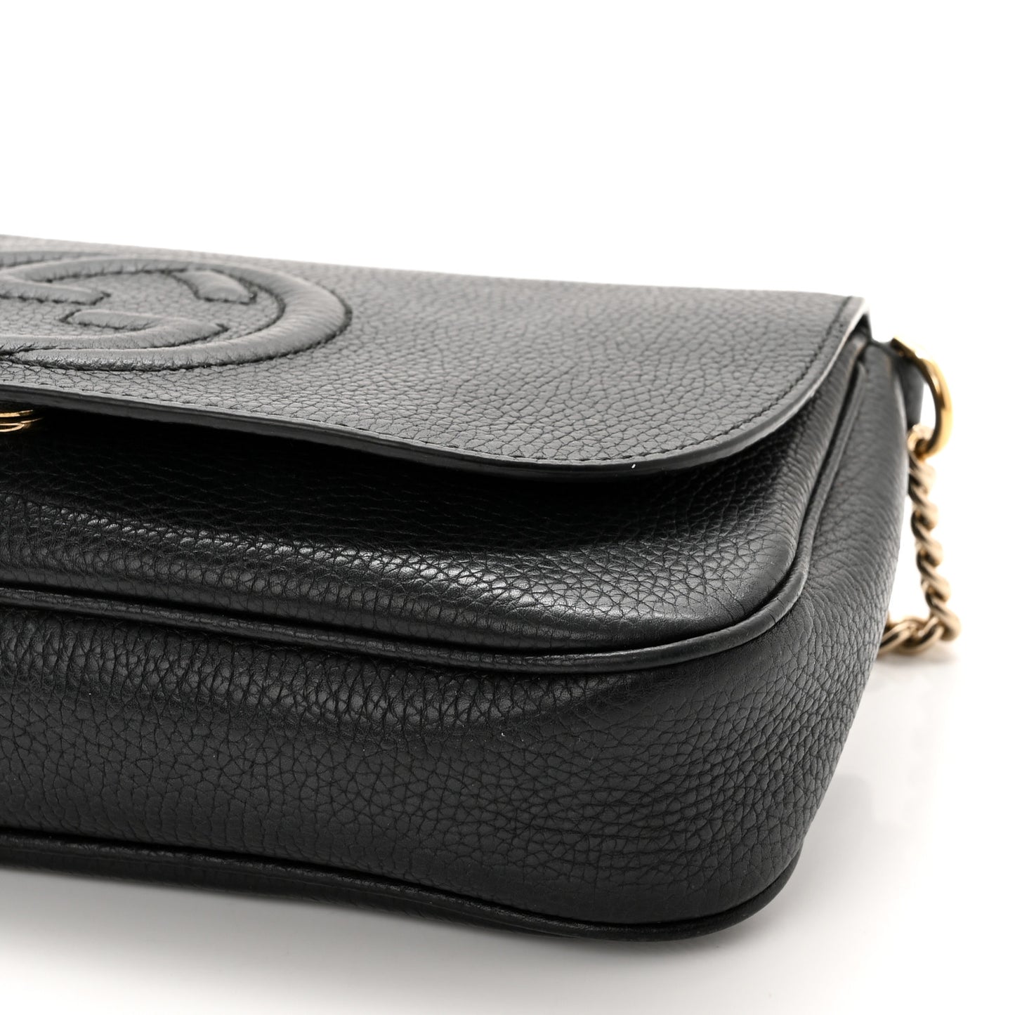 Pebbled Calfskin Medium Soho Flap Crossbody Black