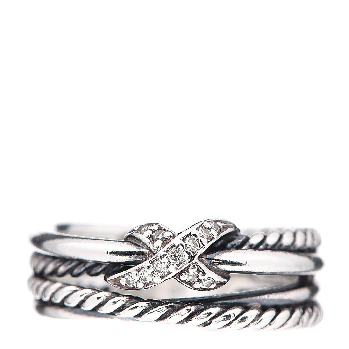 Sterling Silver Diamond X Crossover Ring 51 5.75