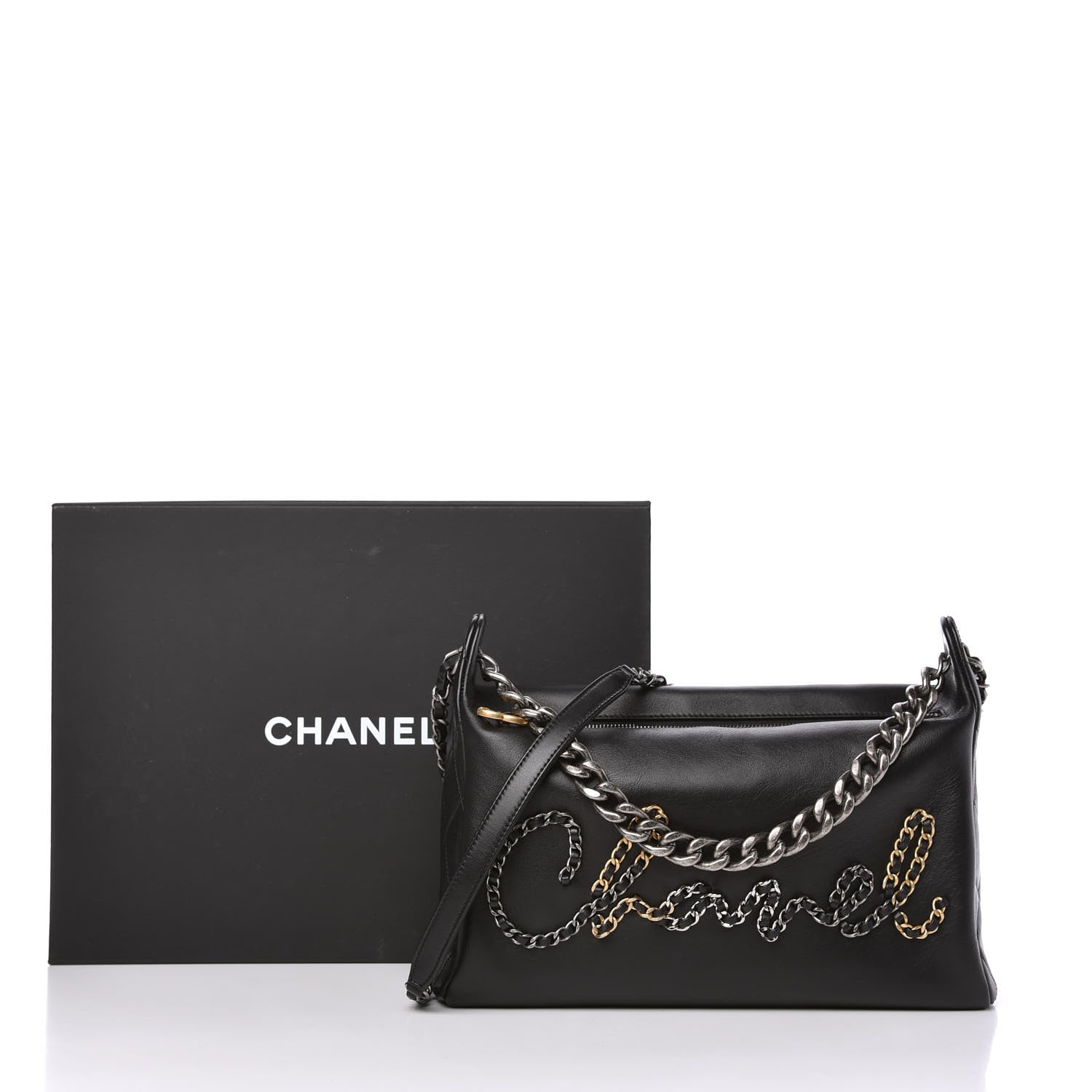 Chanel Calfskin Chain 20s Signature Hobo Black 11 of 11