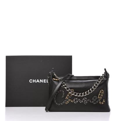 Chanel Calfskin Chain 20s Signature Hobo Black 11 of 11
