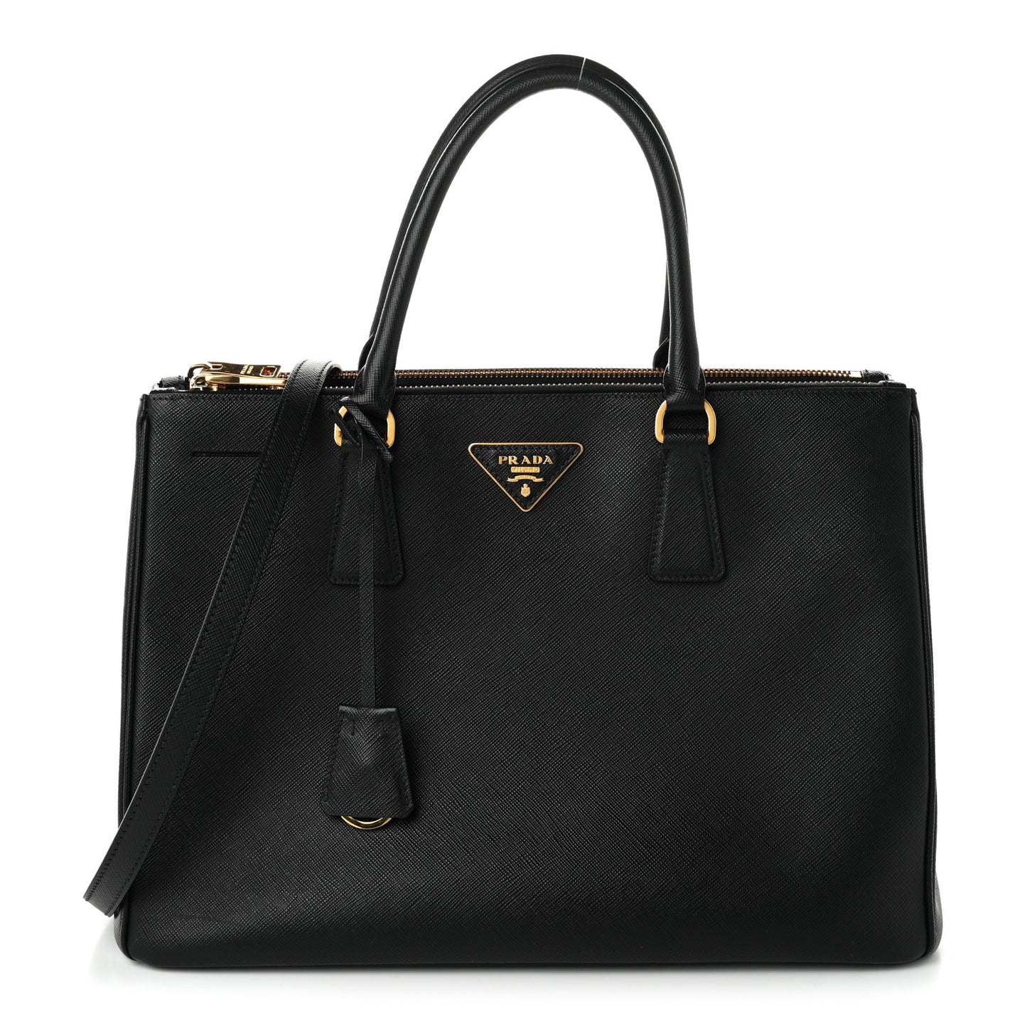 Saffiano Lux Large Galleria Double Zip Tote Black