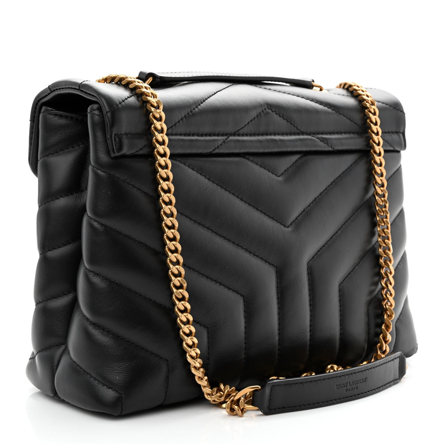 Saint Laurent Calfskin Y Quilted Monogram Small Loulou Chain Satchel Black 3 of 10