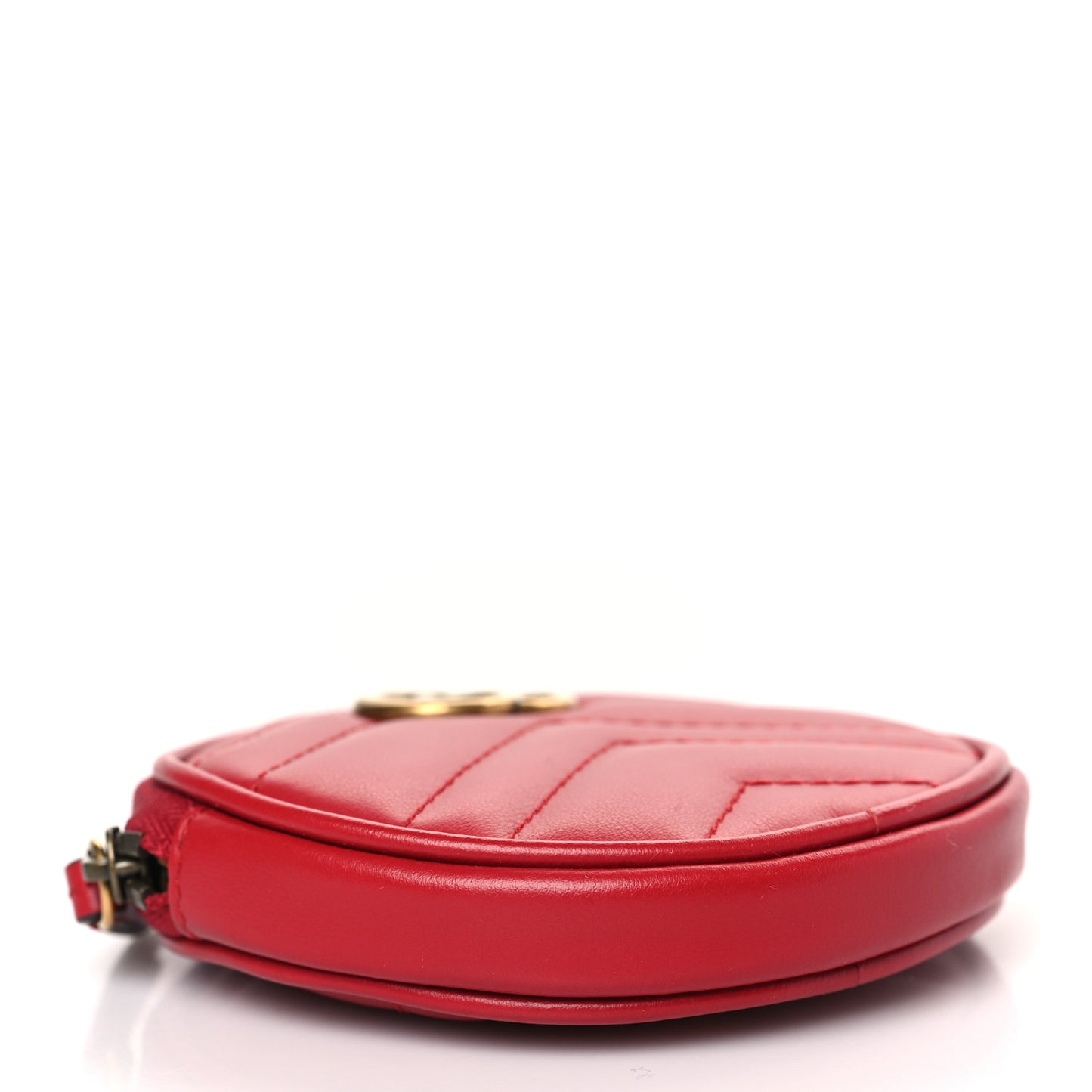 Calfskin Matelasse GG Marmont Round Coin Purse Hibiscus Red