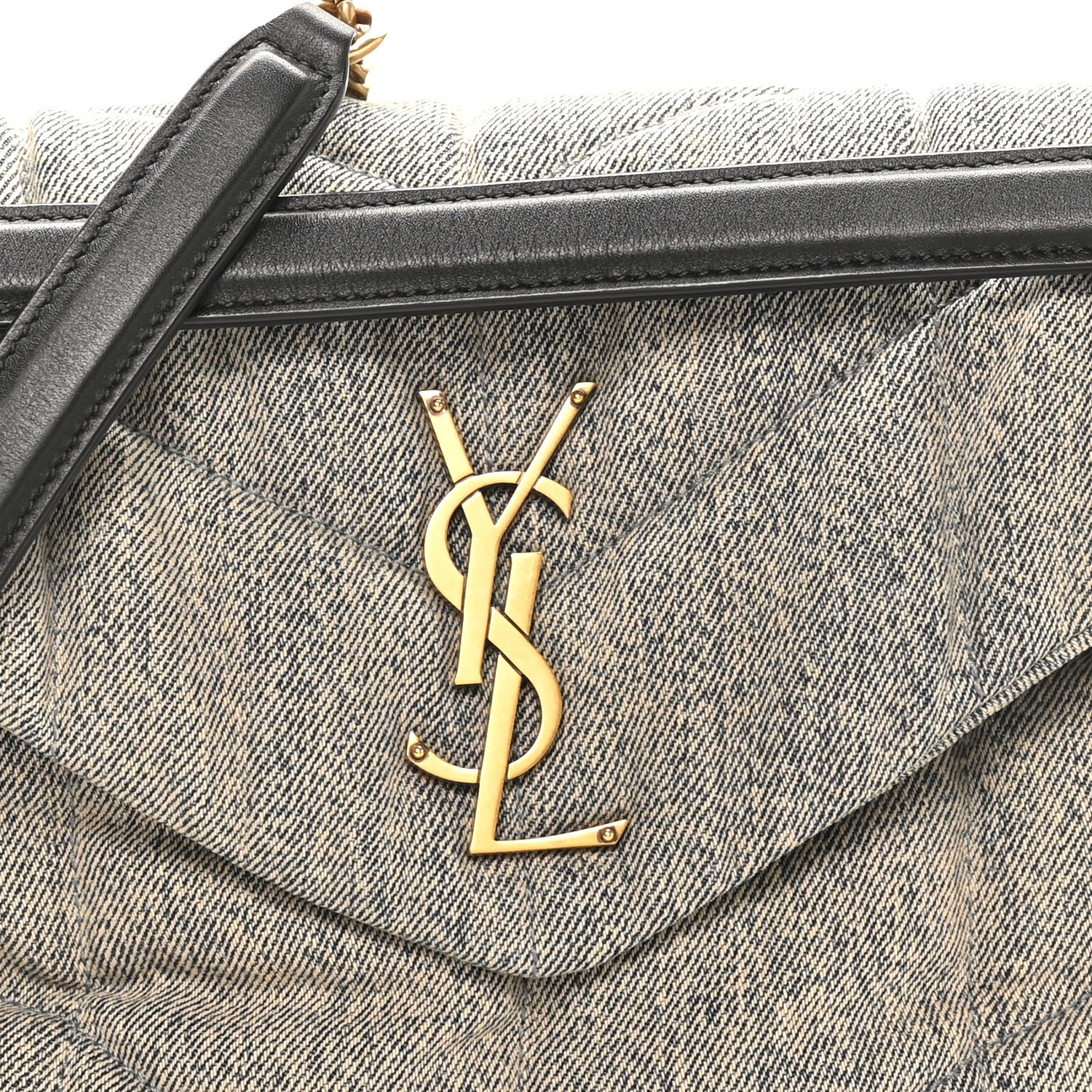 Saint Laurent Denim Quilted Medium Loulou Puffer Monogram Chain Satchel Azur 8 of 10