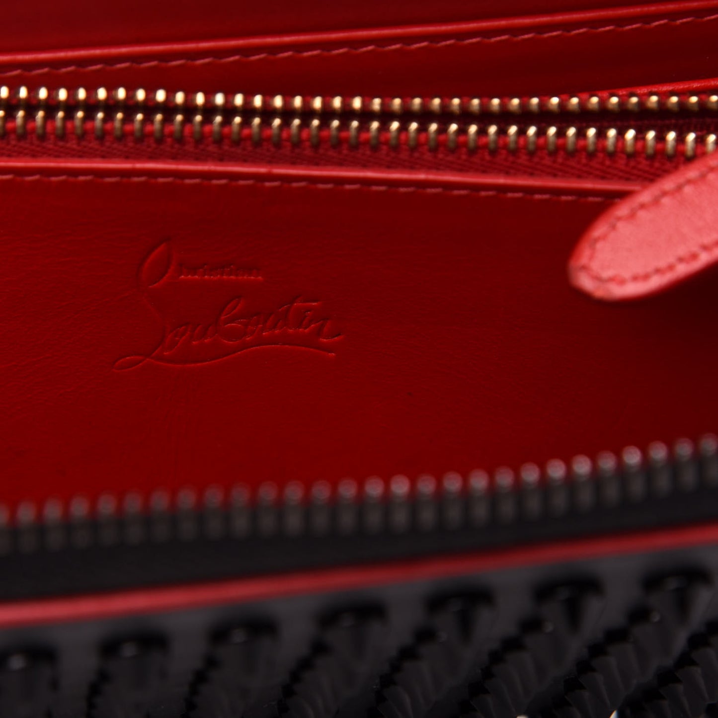 Calfskin Panettone Spiked Zip Around Wallet Black
