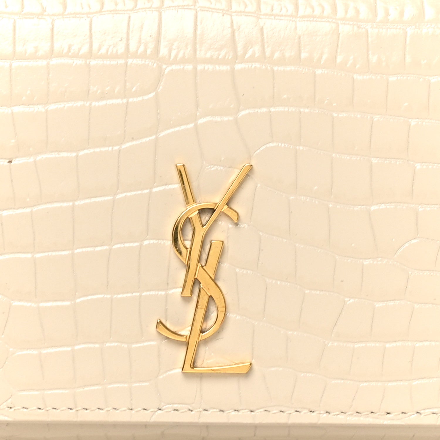 Saint Laurent Crocodile Embossed Monogram Phone Holder Crossbody Blanc Vintage 7 of 10