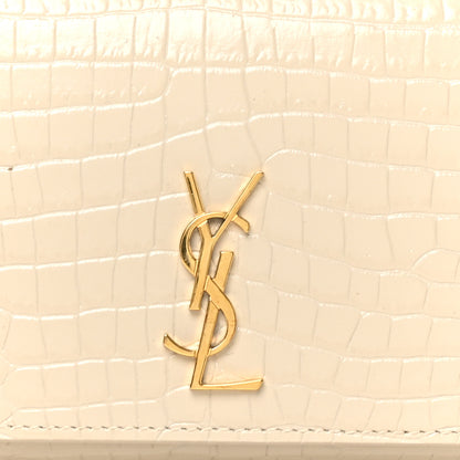 Saint Laurent Crocodile Embossed Monogram Phone Holder Crossbody Blanc Vintage 7 of 10