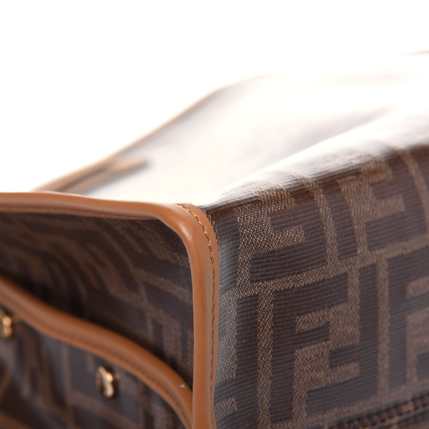 Fendi Glazed Fabric Vitello Century FF 1974 Stamp Patch Medium Peekaboo Defender Cover Mogano Panna Caramello 12 of 16