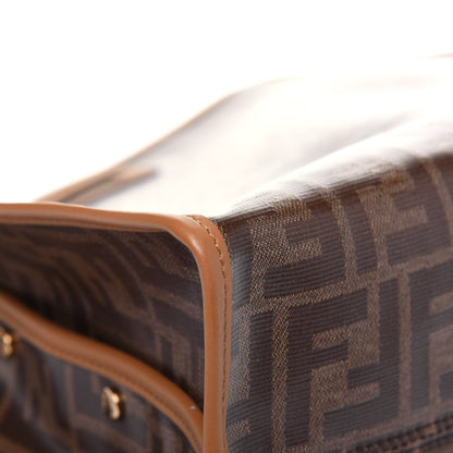 Fendi Glazed Fabric Vitello Century FF 1974 Stamp Patch Medium Peekaboo Defender Cover Mogano Panna Caramello 12 of 16