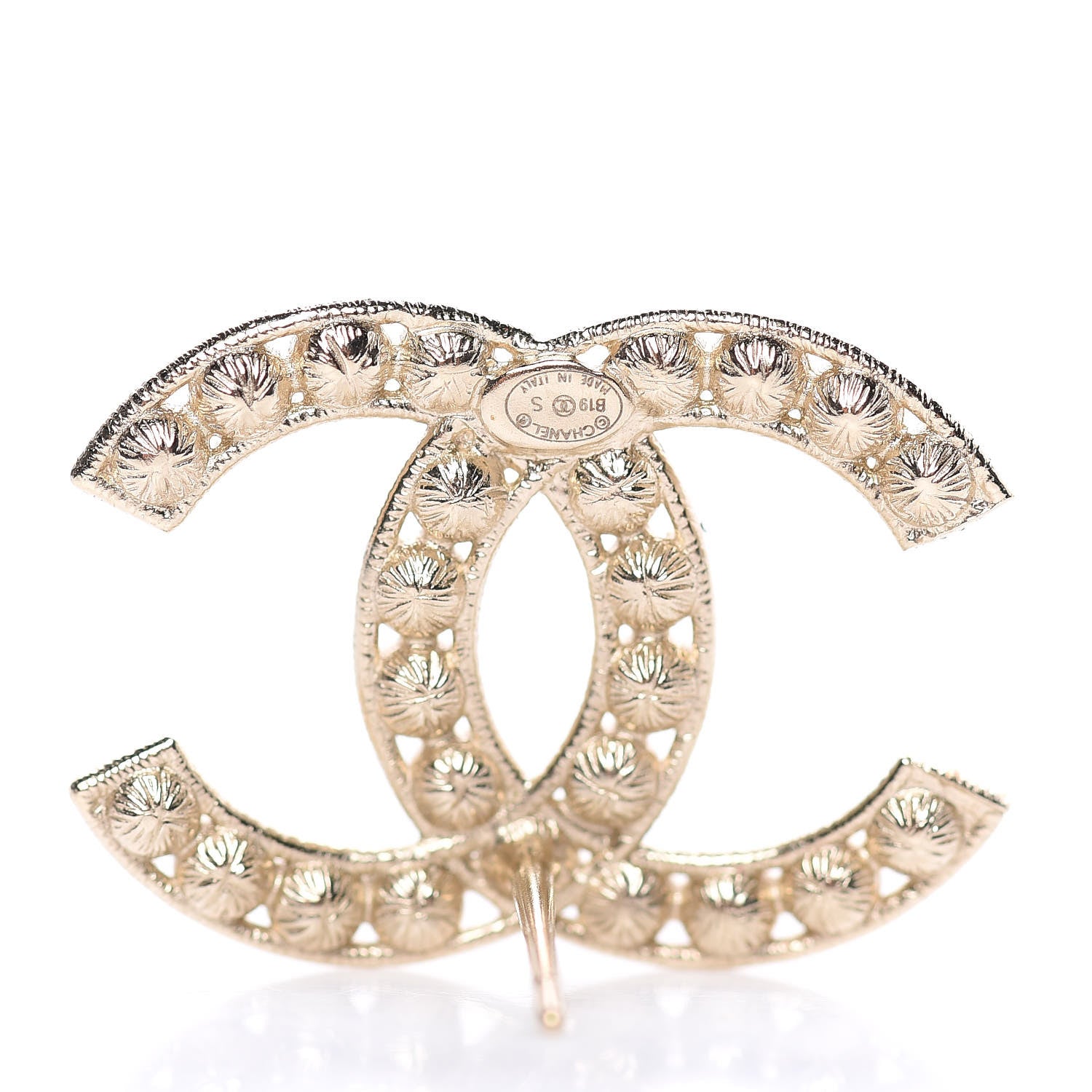 Chanel Crystal CC Large Stud Earrings Gold 3 of 5
