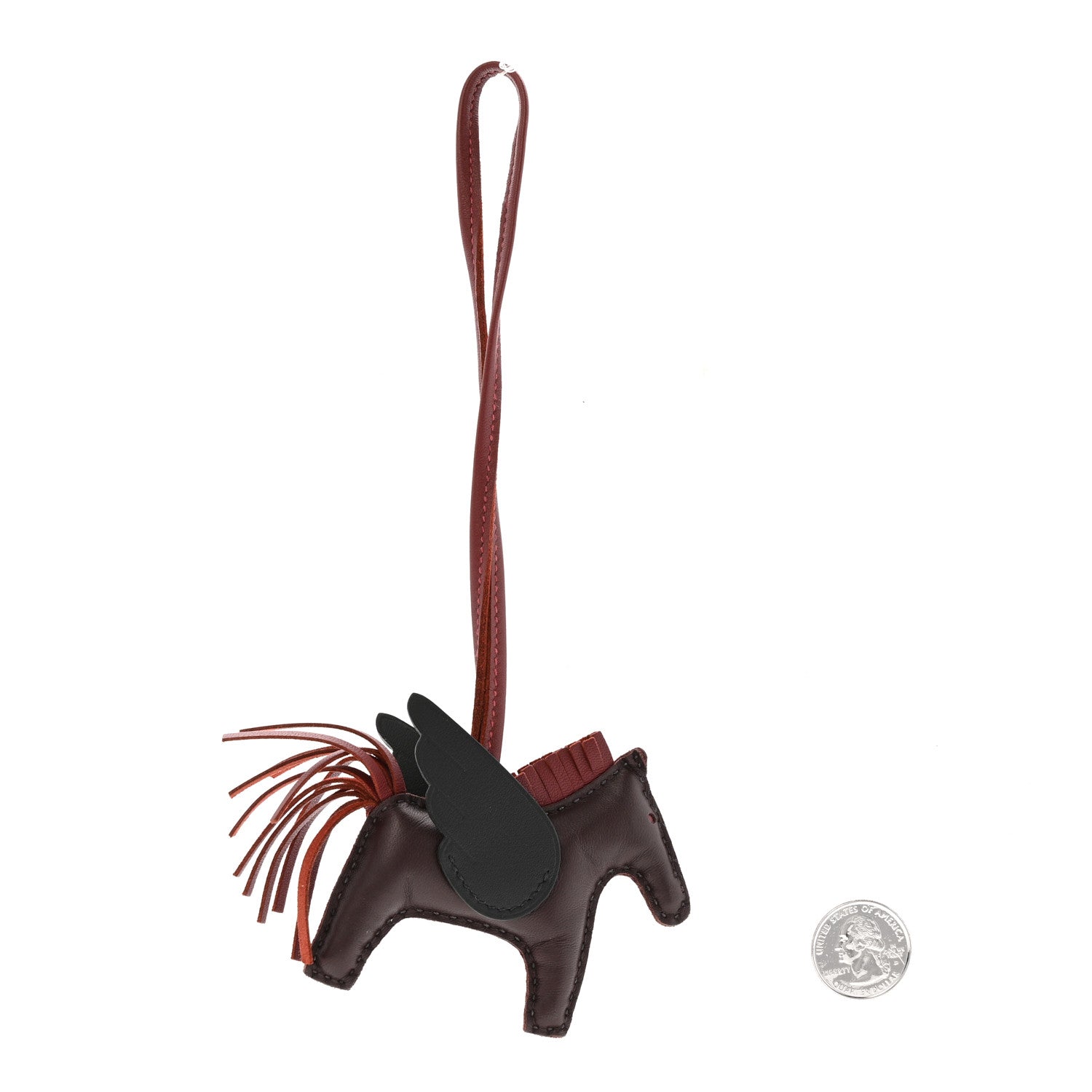 Hermes Milo Lambskin Grigri Rodeo Pegase Horse Bag Charm PM Terre Black Rouge Sellier 2 of 5