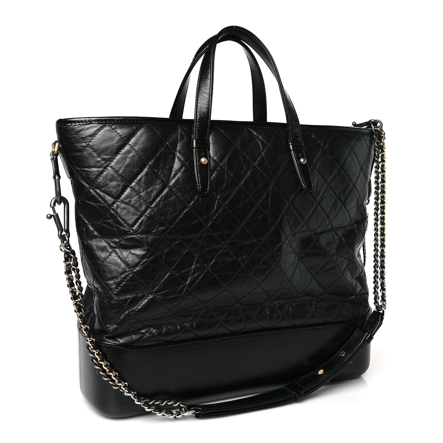 Chanel Aged Calfskin Quilted Large Gabrielle Shopping Tote Black 3 of 9