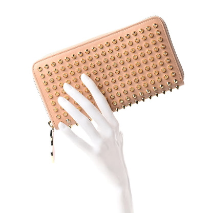 Christian Louboutin Calfskin Panettone Spiked Zip Around Wallet Dune 2 of 9