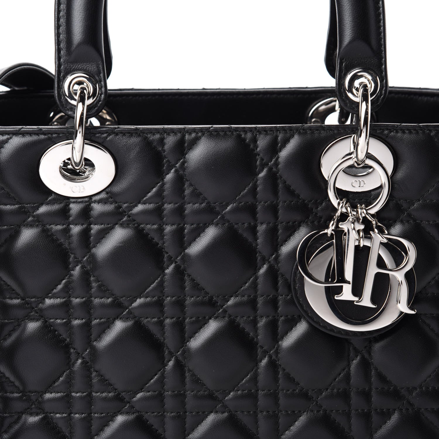Christian Dior Lambskin Cannage Medium Lady Dior Black 10 of 11