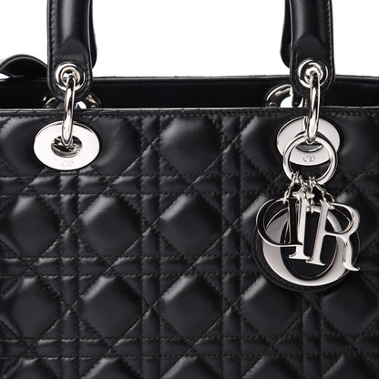 Christian Dior Lambskin Cannage Medium Lady Dior Black 10 of 11