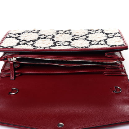 Gucci Tweed GG Monogram Mini Dionysus Chain Wallet White Black Romantic Cherry 9 of 12