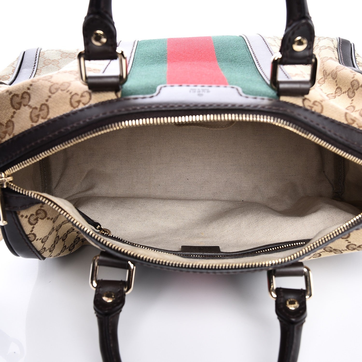Gucci Monogram Vintage Web Medium Boston Dark Brown 4 of 7