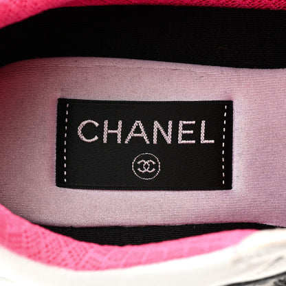 Chanel Calfskin Fabric Sneakers 38.5 White Silver Fluo Pink 7 of 12